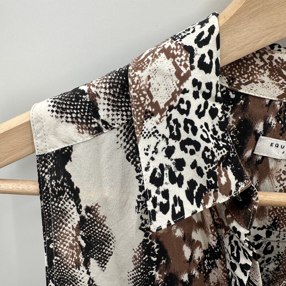 EQUIPMENT FEMME Silk Animal Print Button Down Shirt Dress // S - Picture 4 of 10